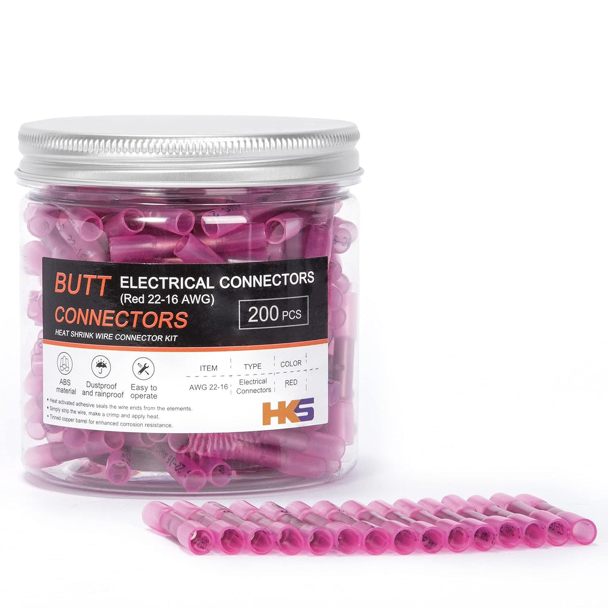 120 PCS Yellow Heat Shrink Butt Connector 12-10 AWG Tinned Red Copper U407