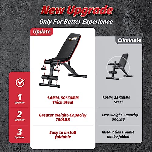 Adjustable Folding Incline Decline Weight Bench with Resistance Band U956139