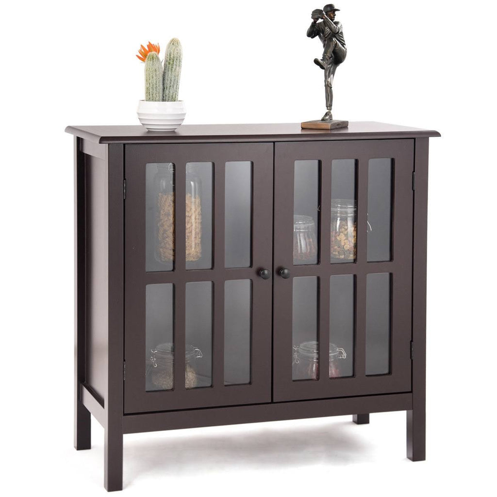 Brown Glass Door Sideboard Cabinet D7857