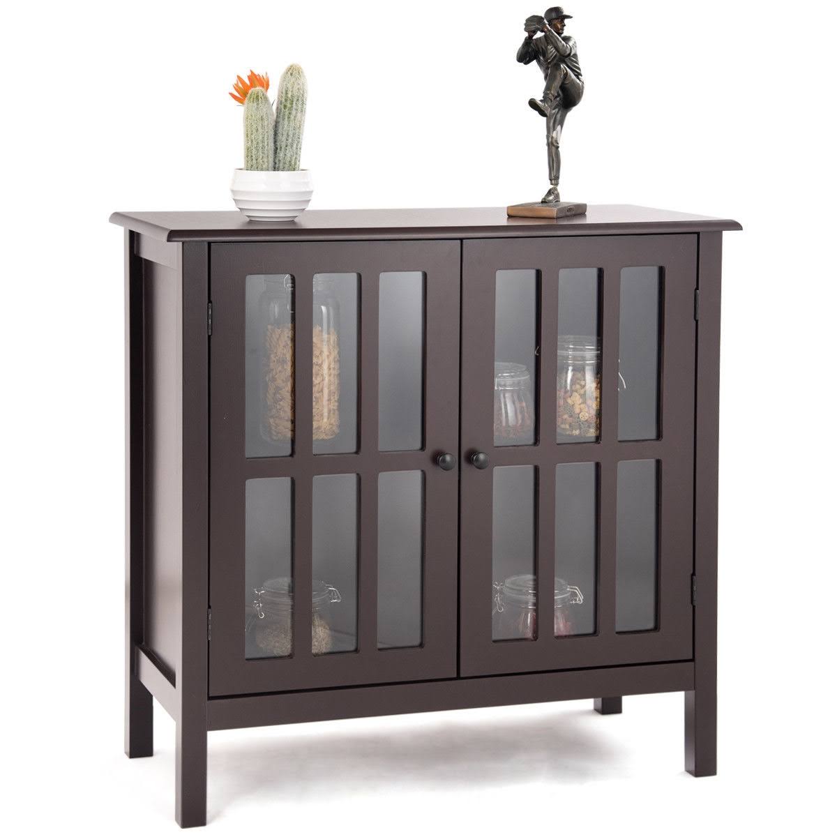 Brown Glass Door Sideboard Cabinet D7857