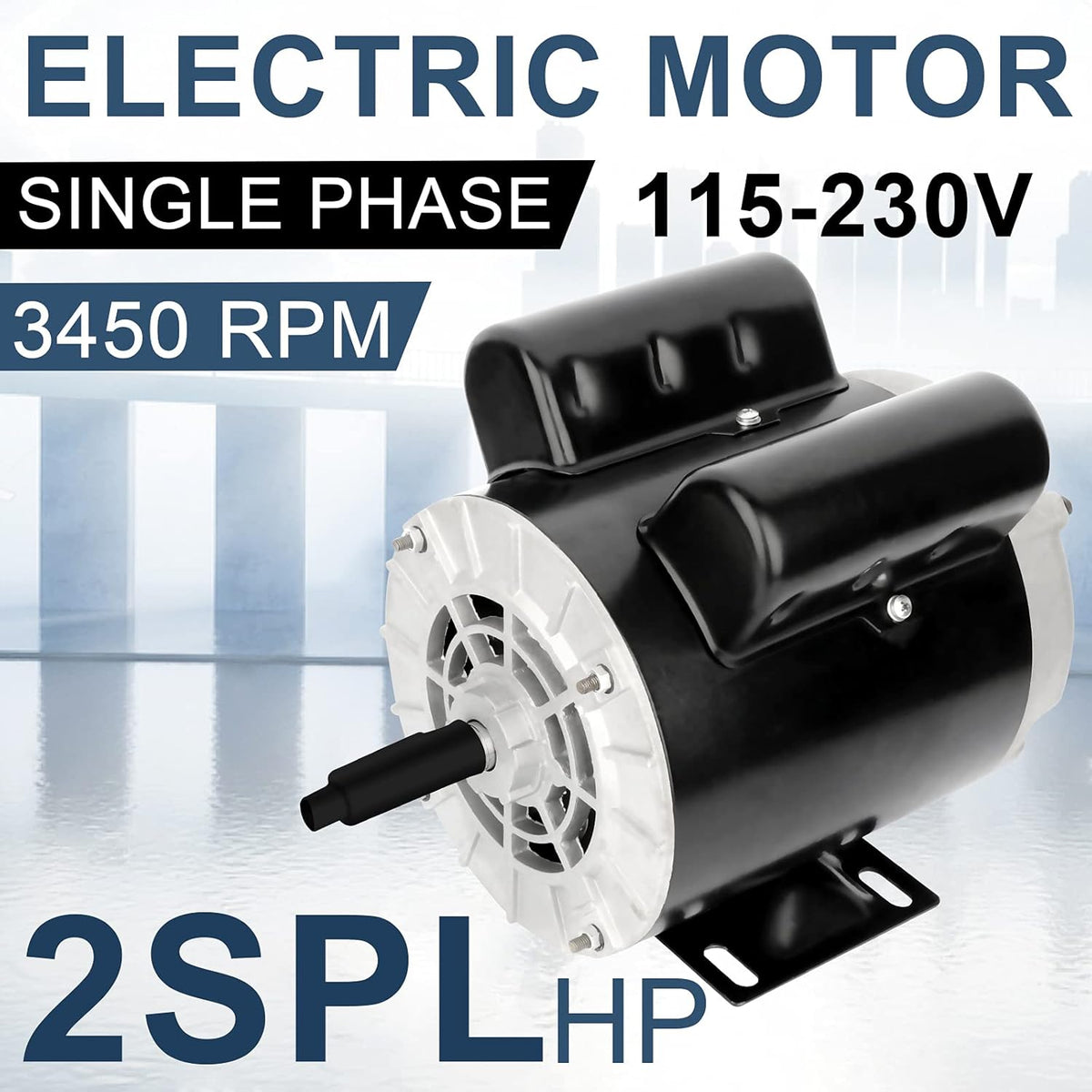 2HP SPL Air Compressor Motor Single Phase Electric Motor 3450RPM 115/230V 56 Frame 60HZ ODP CCW V74096