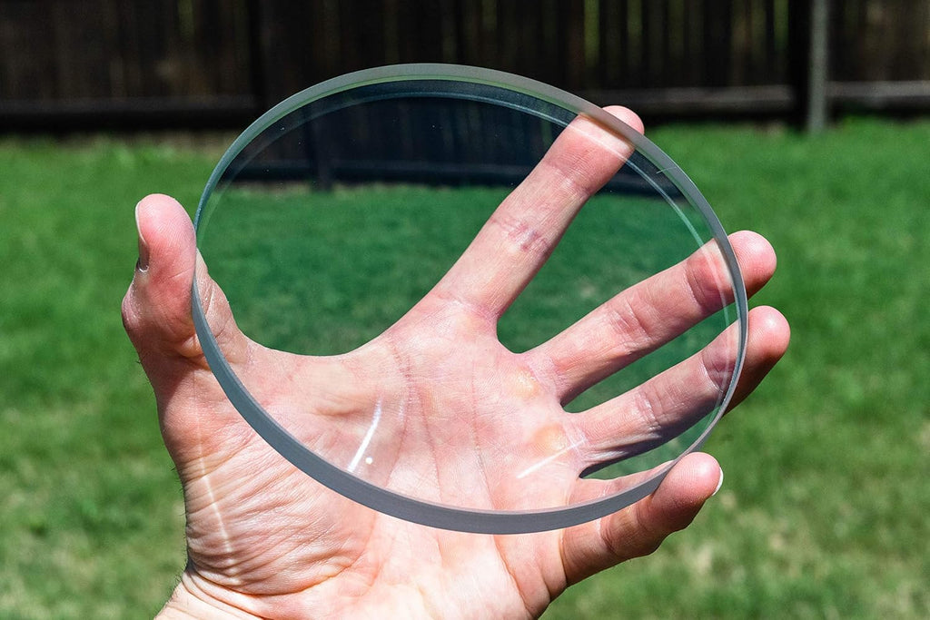 Double Concave Fused Silica Glass Optical Lens Spinning Top Base 5.9” Diameter U740158
