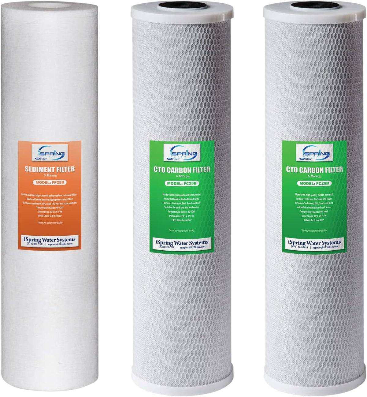 3-Stage Whole House Water Filter Set Replacement Pack with Sediment, CTO Carbon Block, and Iron & Manganese Reducing Cartridges Z69775