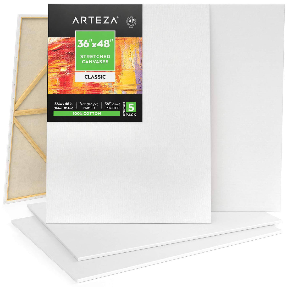 Blank Pre Stretched Canvas, 36x48 inch, Pack of 5 Z726944