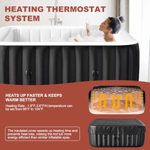 4-6 Person Inflatable Hot Tub with 130 Bubble Jets U6647