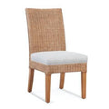 Cottage White Finish Blue Gray Beige Stripe Side Chair N49522