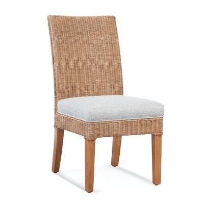 Cottage White Finish Blue Gray Beige Stripe Side Chair N49522