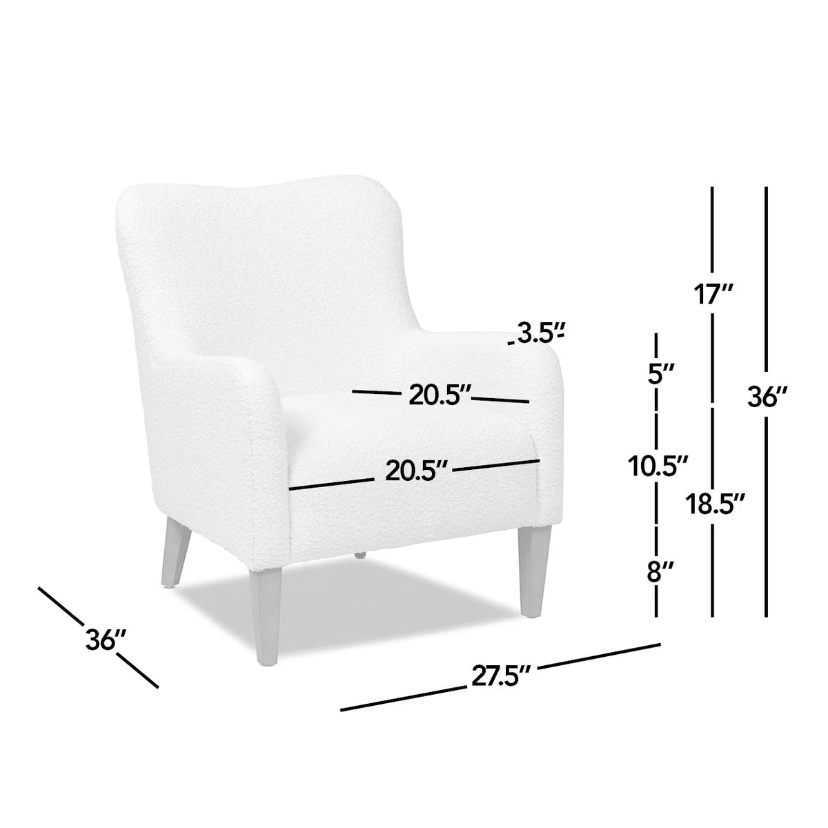 Ivory White Boucle Accent Chair L451731