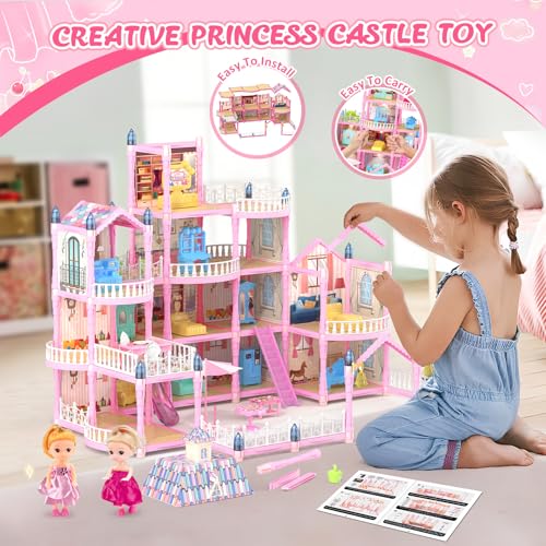 4-Story 15 Rooms Doll House with 2 Dolls O66852