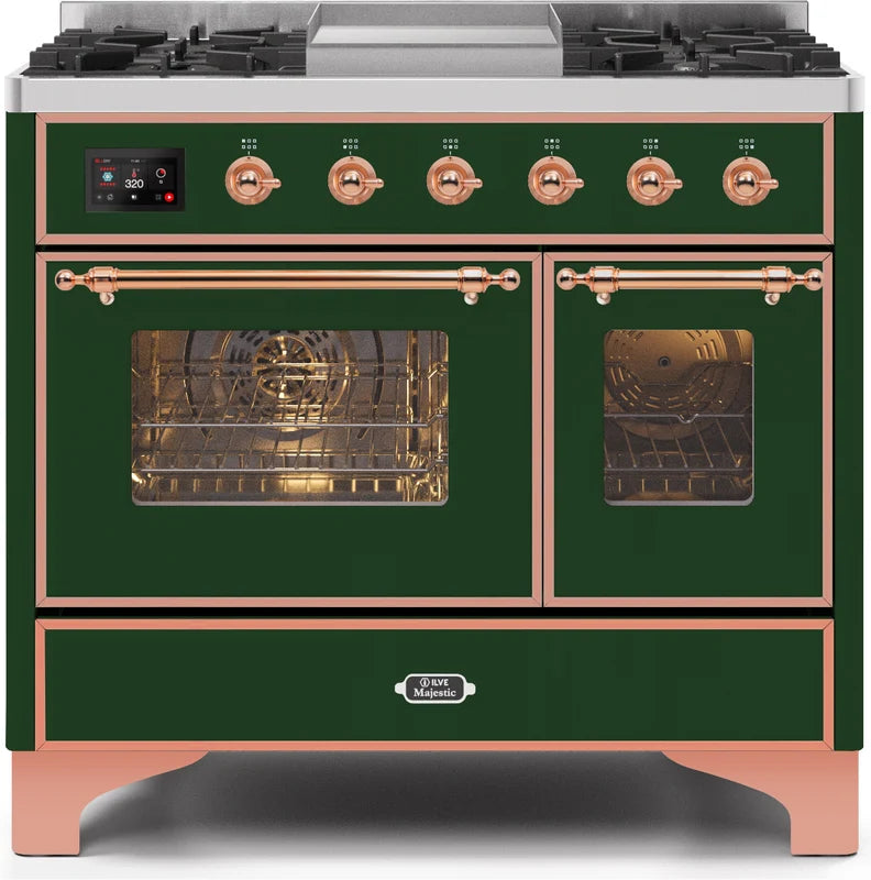 40 Dual Fuel Natural Gas Range Emerald Green Copper Trim Z427840