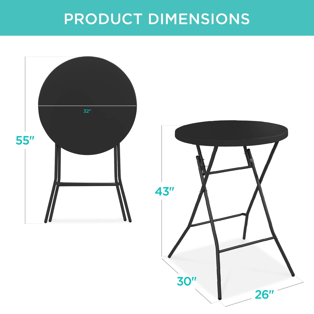 32in White Folding Bar Height Table K2288