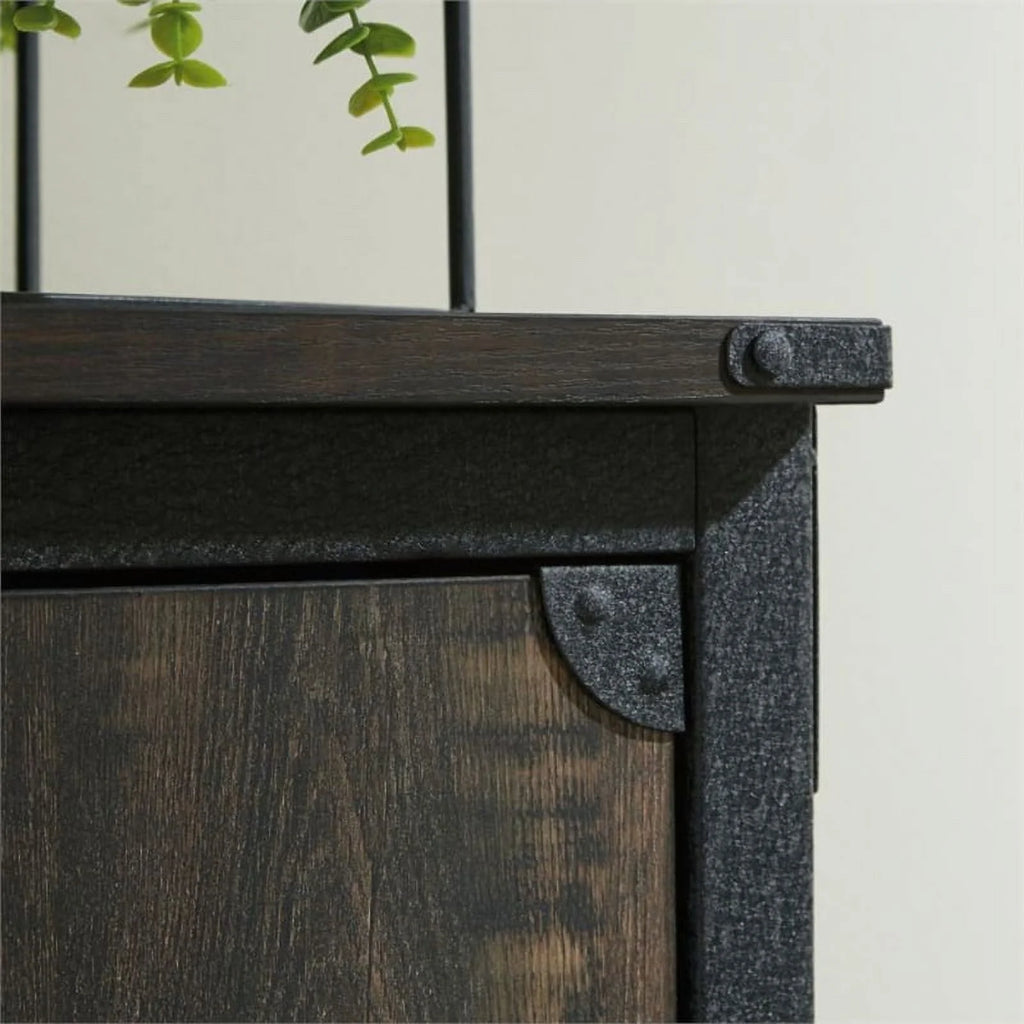 Engineered Wood Library Hutch in Carbon Oak Finish O102