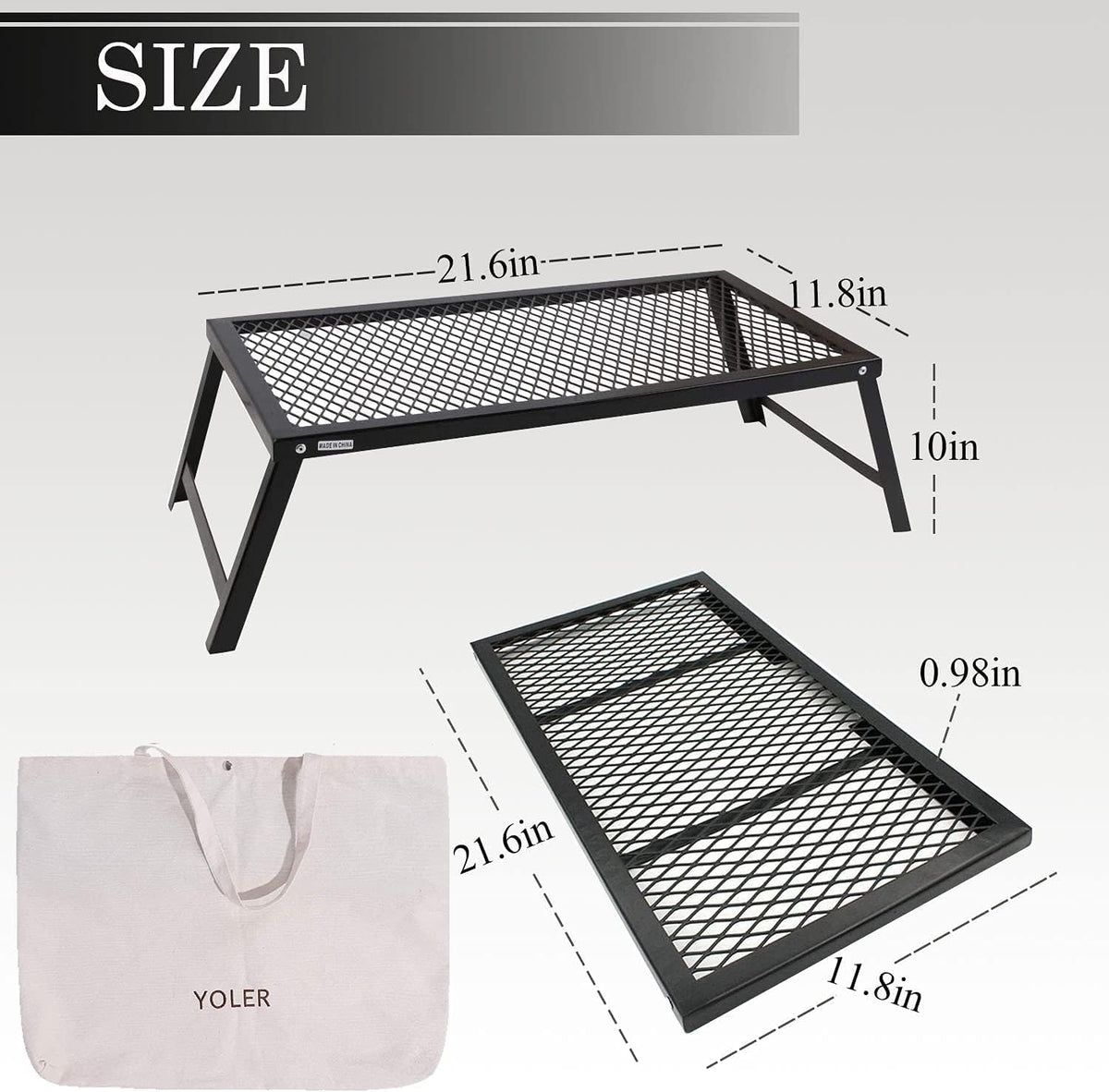Folding Campfire Grill Heavy Duty Steel Grate O134265