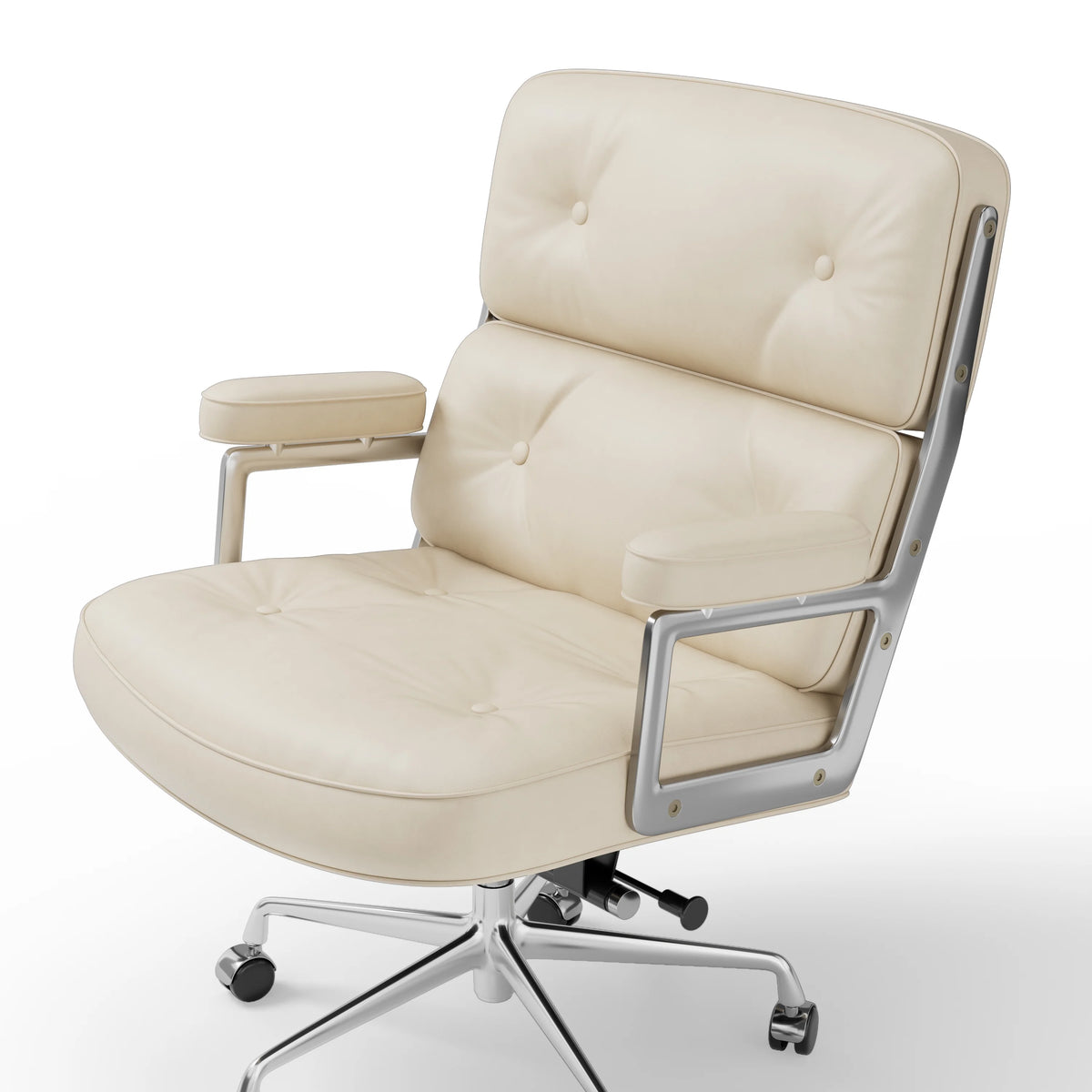 White Genuine Leather Office Chair J440