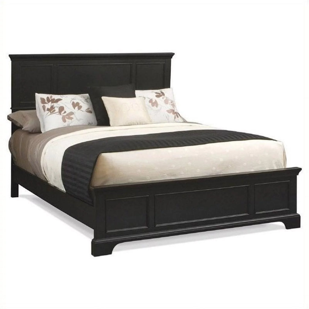 Black Wood King Panel Bed W5349