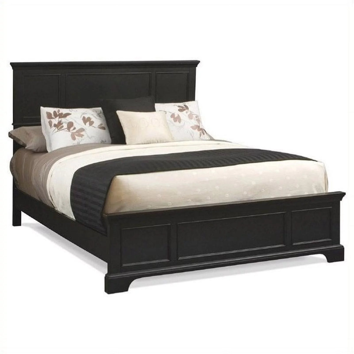 Black Wood King Panel Bed W5349