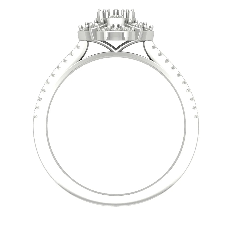 10K White Gold Diamond Cluster Band Ring B32705