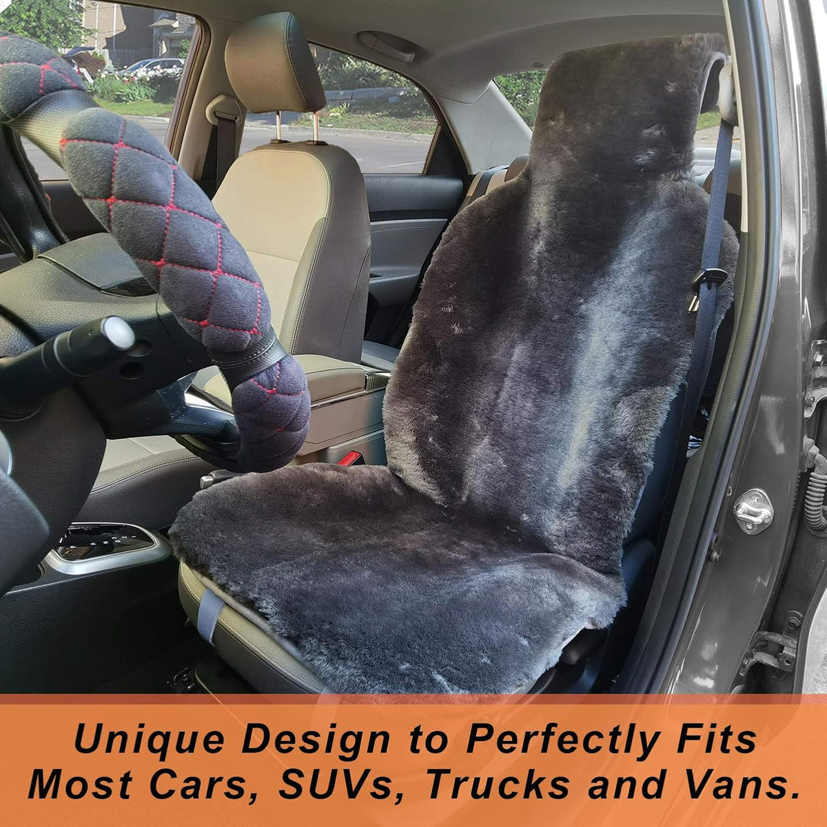 Charcoal Sheepskin Seat Cover 1 Pack K326