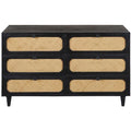 6 Woven Drawer Dresser with Solid Wood in Black Finish Y645