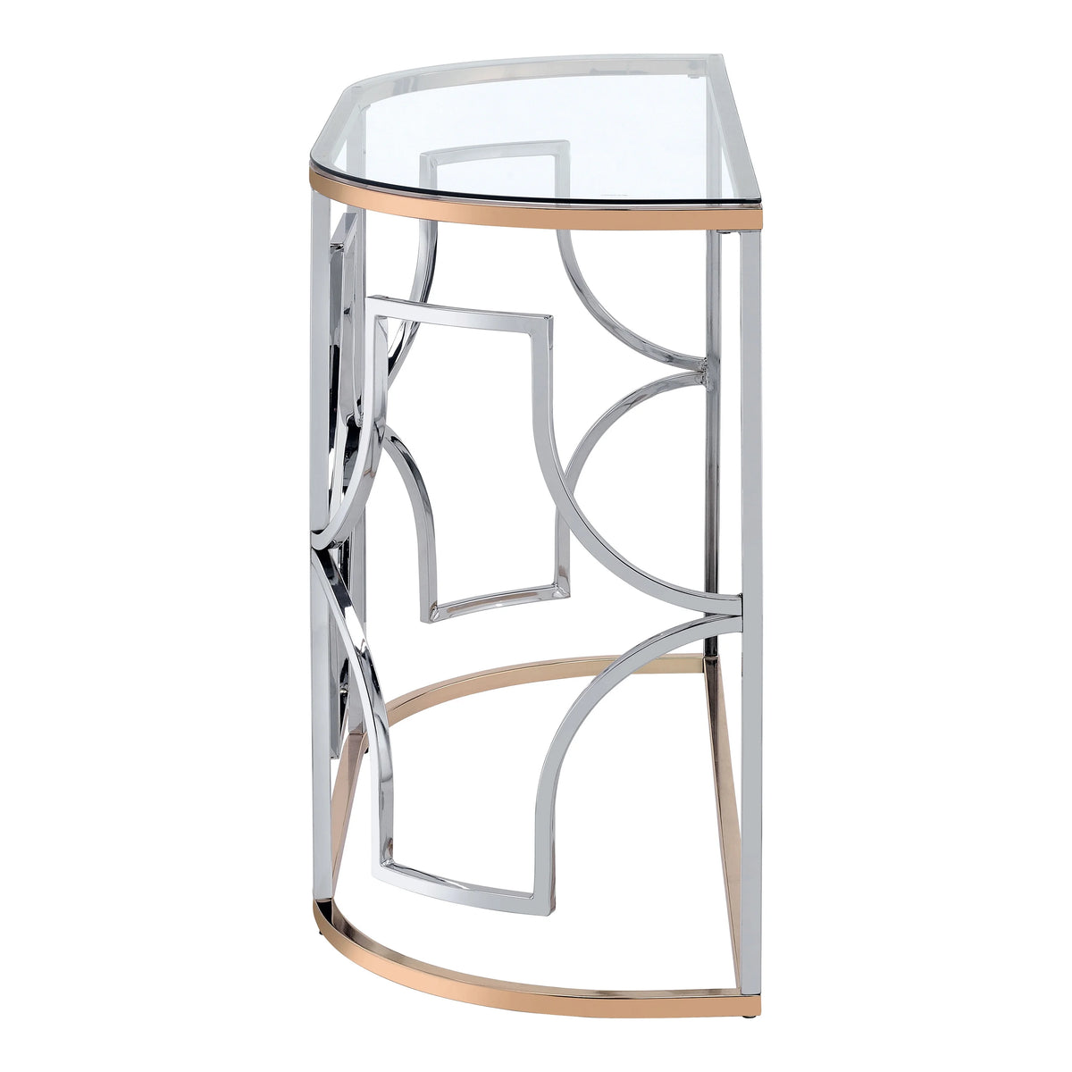 Glass Top Chrome and Gold Sofa Table W677952