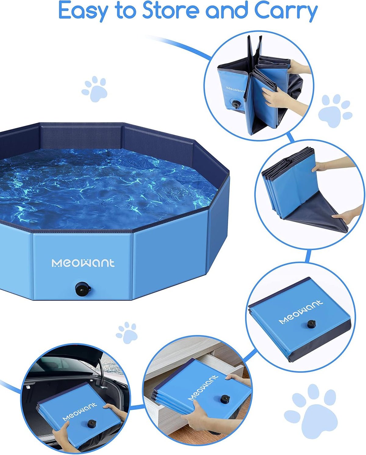 Foldable Hard Plastic Dog Pool 48inch Pack of 2 Q9719