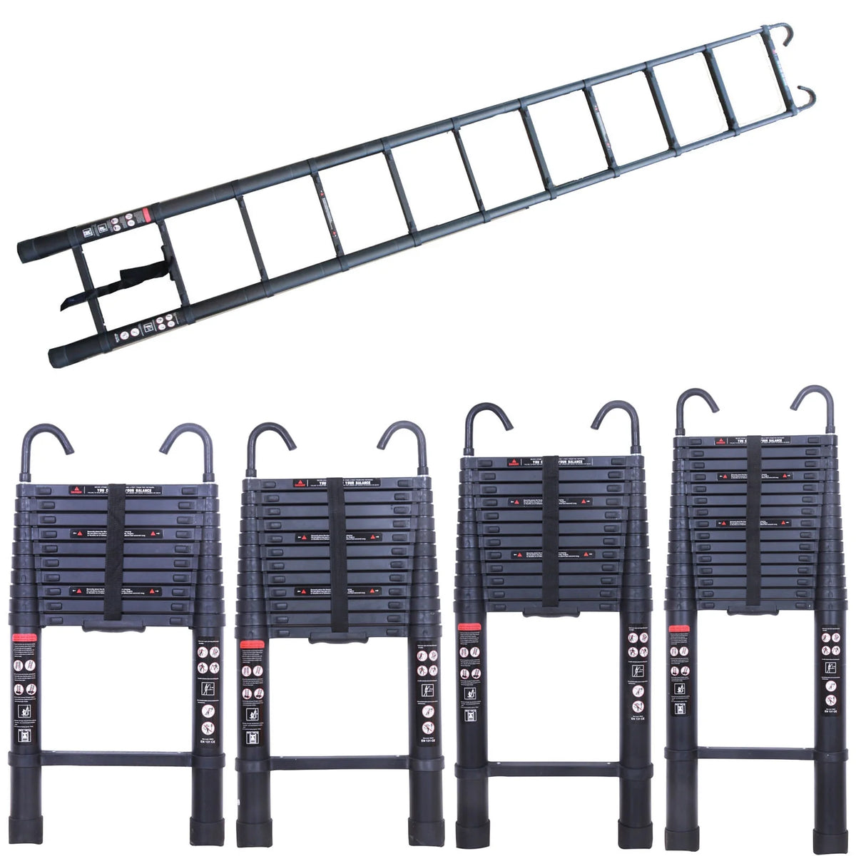 20.3ft Aluminum Telescoping Ladder with 2 Detachable Hooks P40319
