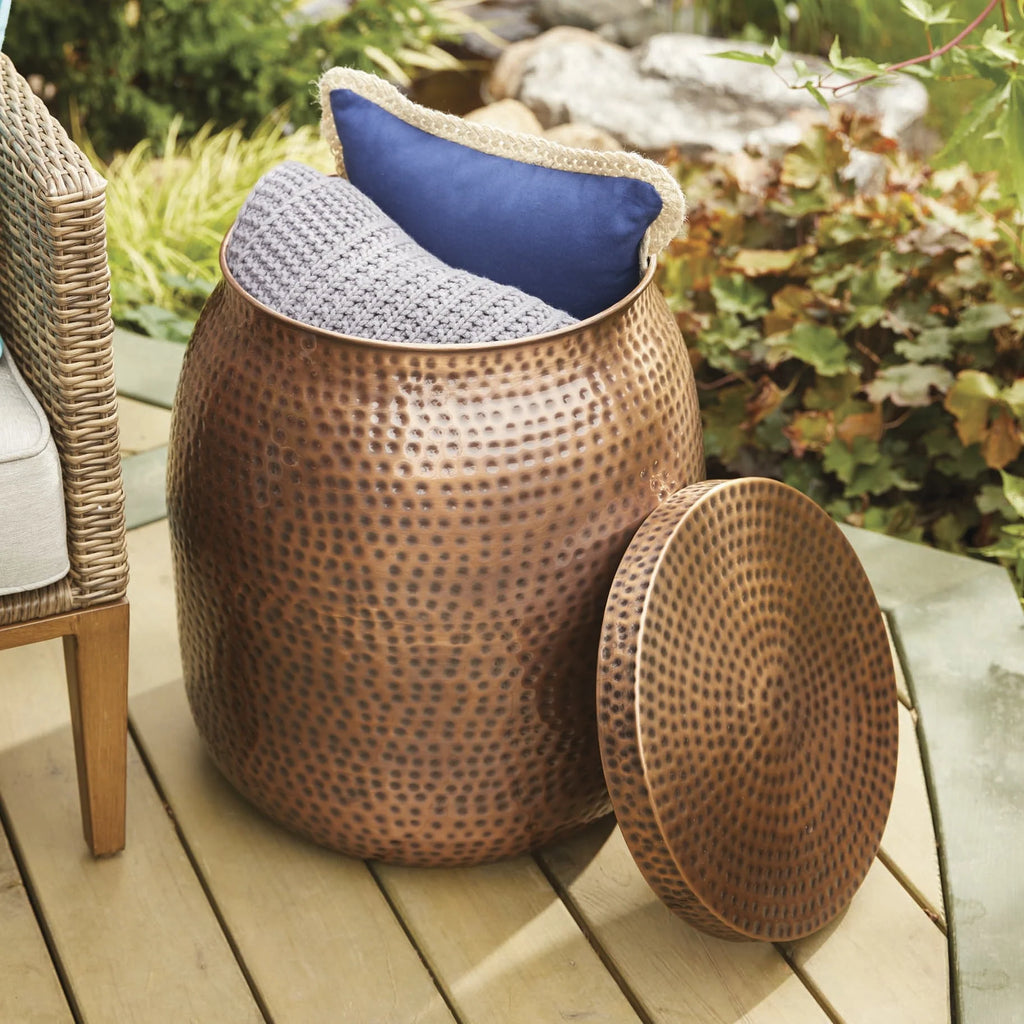 20 Hammered Finish Metal Garden Stool C41199