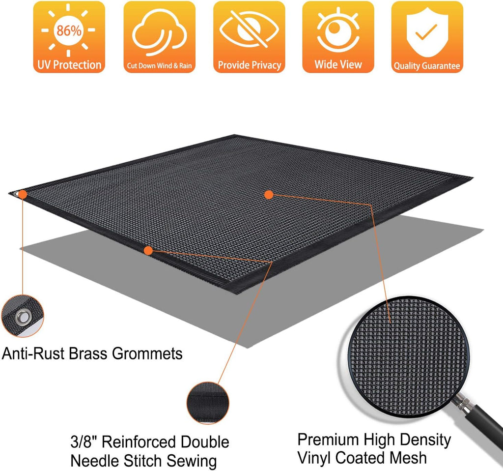 RV Awning Shade Screen 9'X7' Black Mesh Sunshade Pack of 2 D9604