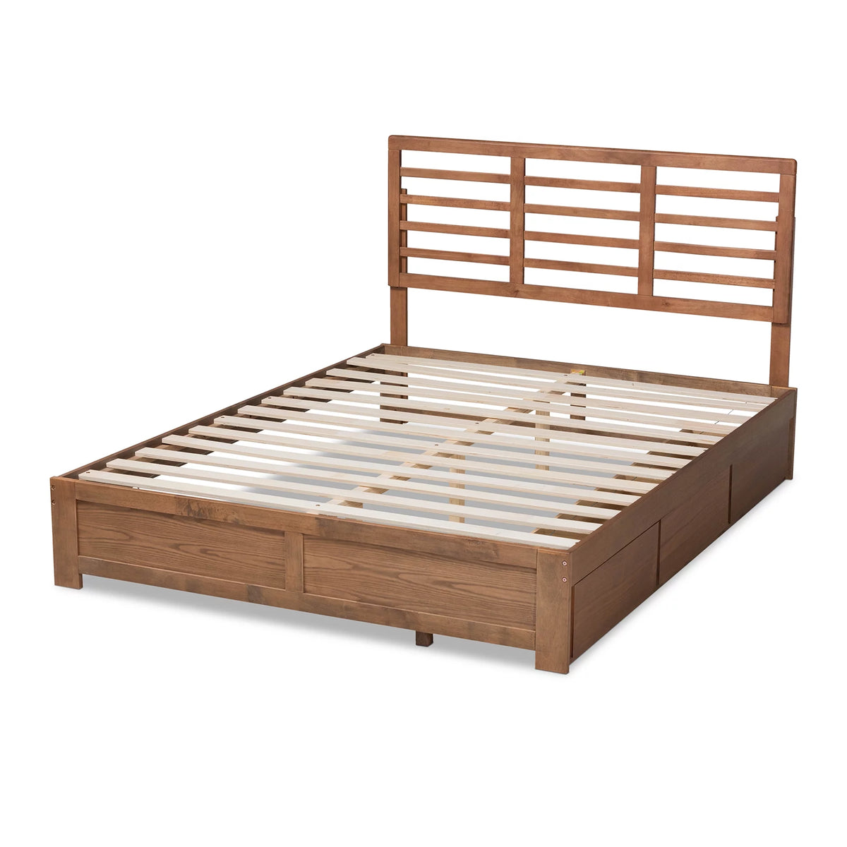 Ash Walnut Brown Wood Full Size 3-Drawer Platform Storage Bed U58091