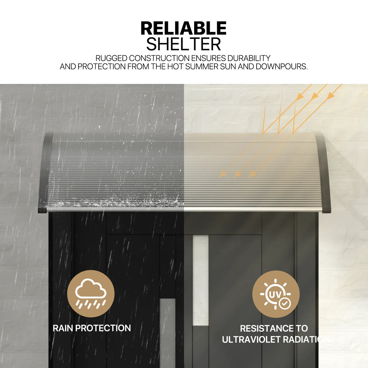 Clear Polycarbonate Door Canopy with Black Bracket T1605