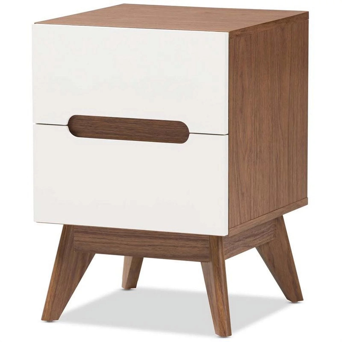 Mid Century Modern White and Walnut Chest and Nightstand Set P5536
