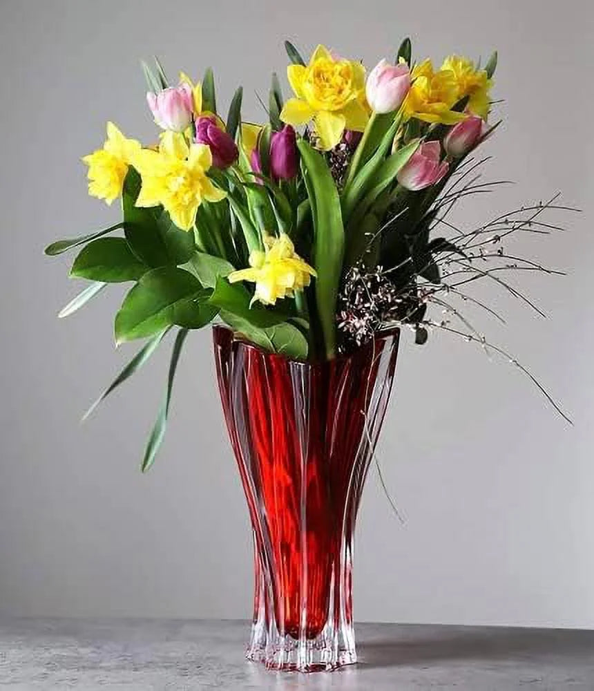 Red 12'' Crystal Glass Vase I79692