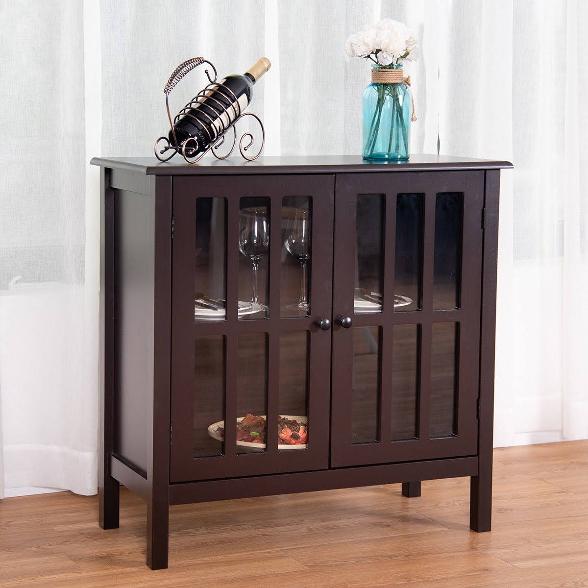 Brown Glass Door Sideboard Cabinet D7857