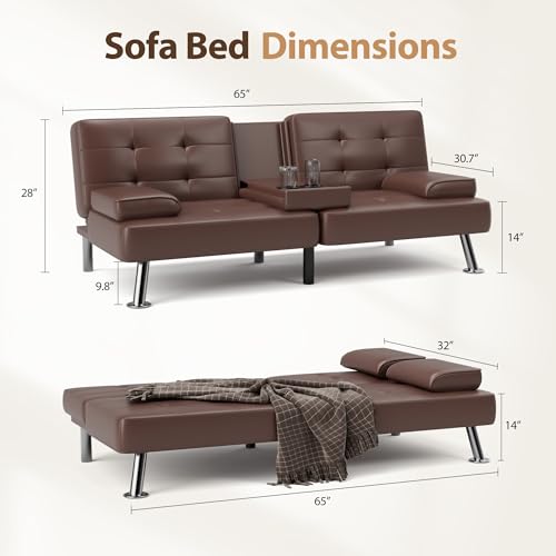 Dark Gray Linen Fabric Reversible Convertible Sofa Bed with Storage Chaise U9280