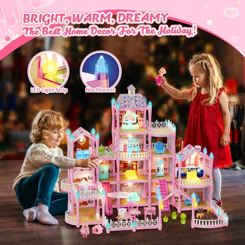 4-Story 15 Rooms Doll House with 2 Dolls O66852