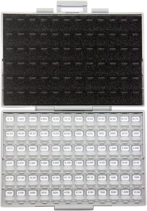 0402 Size Surface Mount Resistor Kit, 144 Values, 100pc/value, 1%, E96 Serial, 0ohm to 1mohm O69403