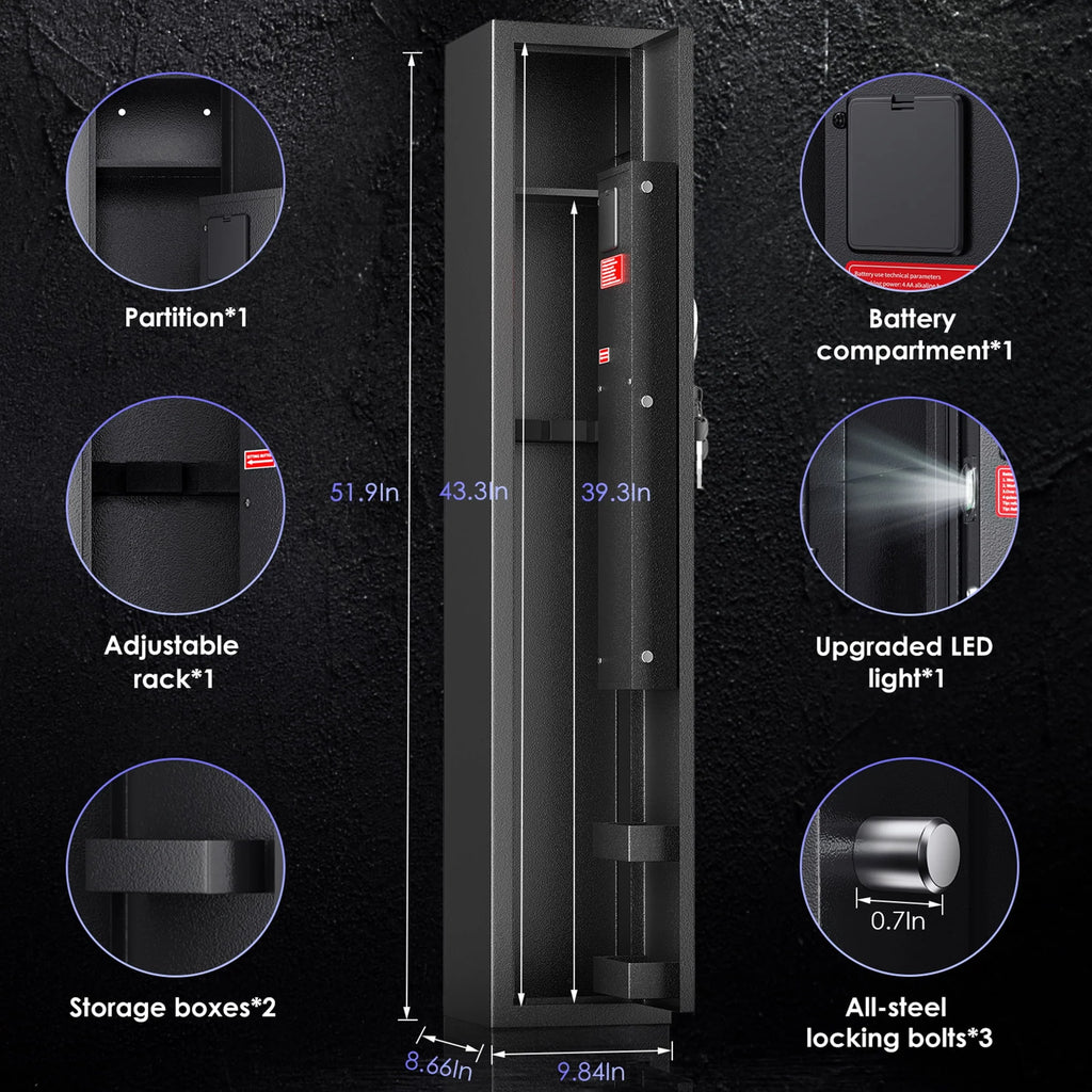 3-Gun Safe with LED Light, Digital Keypad, Alarm System G9336