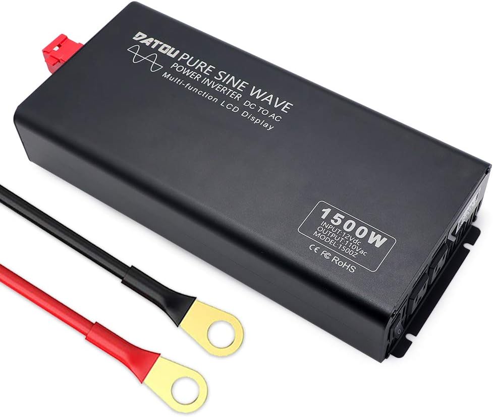 1500W Peak Pure Sine Wave Power Inverter DC 12V to 110V AC Car Power Converter with 2 AC Outlets S301