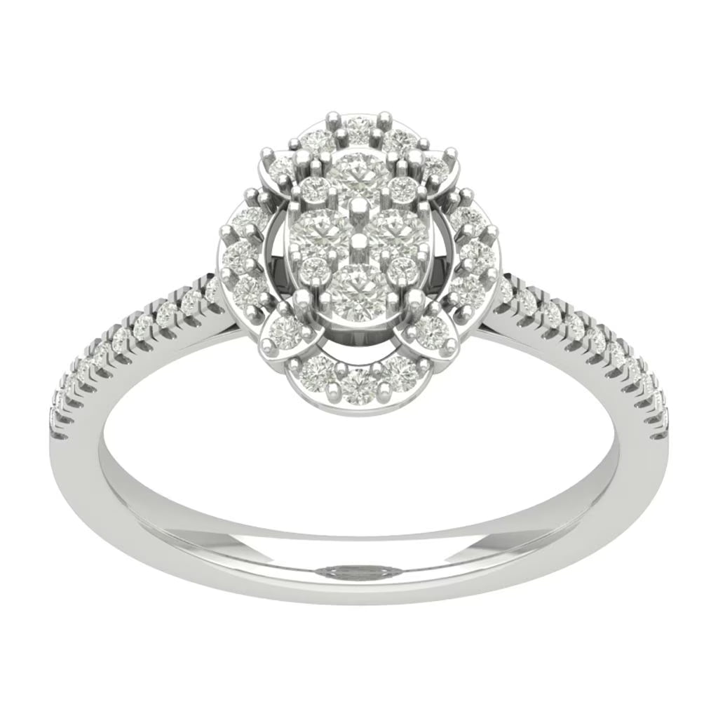 10K White Gold Diamond Cluster Band Ring B32705