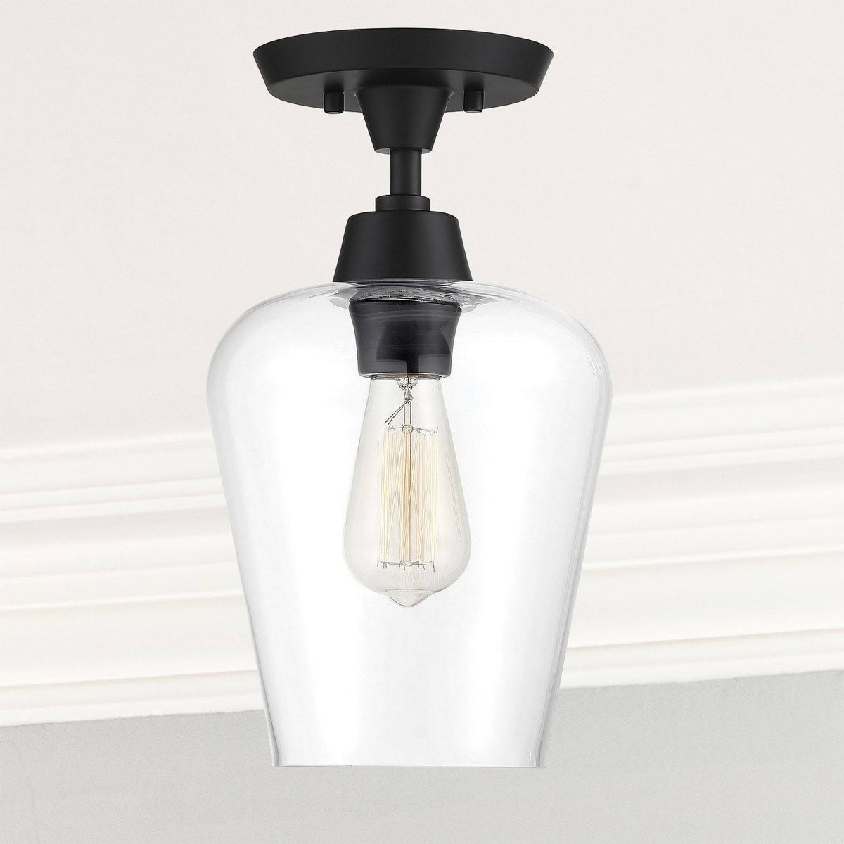One Light Semi Flush Mount Black J276964