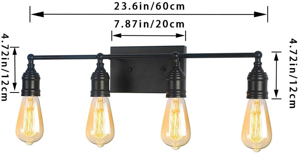Matte Black 4-Light Industrial Vanity Light Fixture K3608
