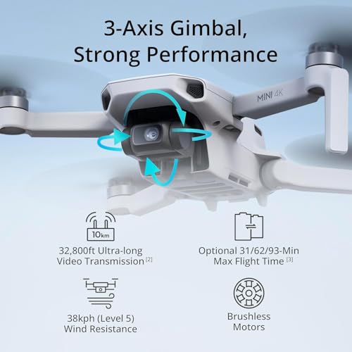 Mini 4K Drone Quadcopter with Camera, Under 249 g, 3-Axis Gimbal Stabilization, 10km Video Transmission, 31-Min Flight Bundle O89037