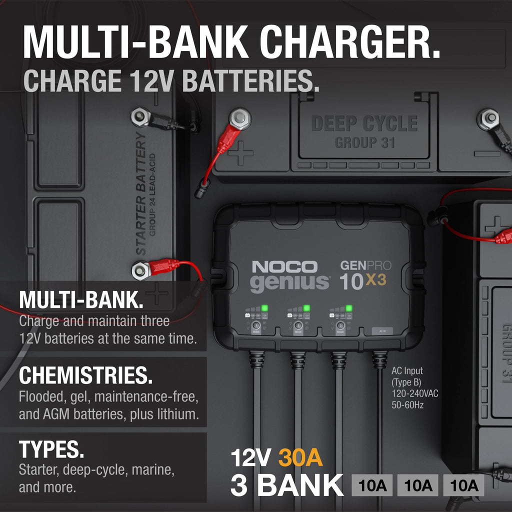 12V 3-Bank 30A Onboard Battery Charger C88035
