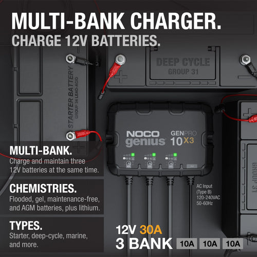 12V 3-Bank 30A Onboard Battery Charger C88035