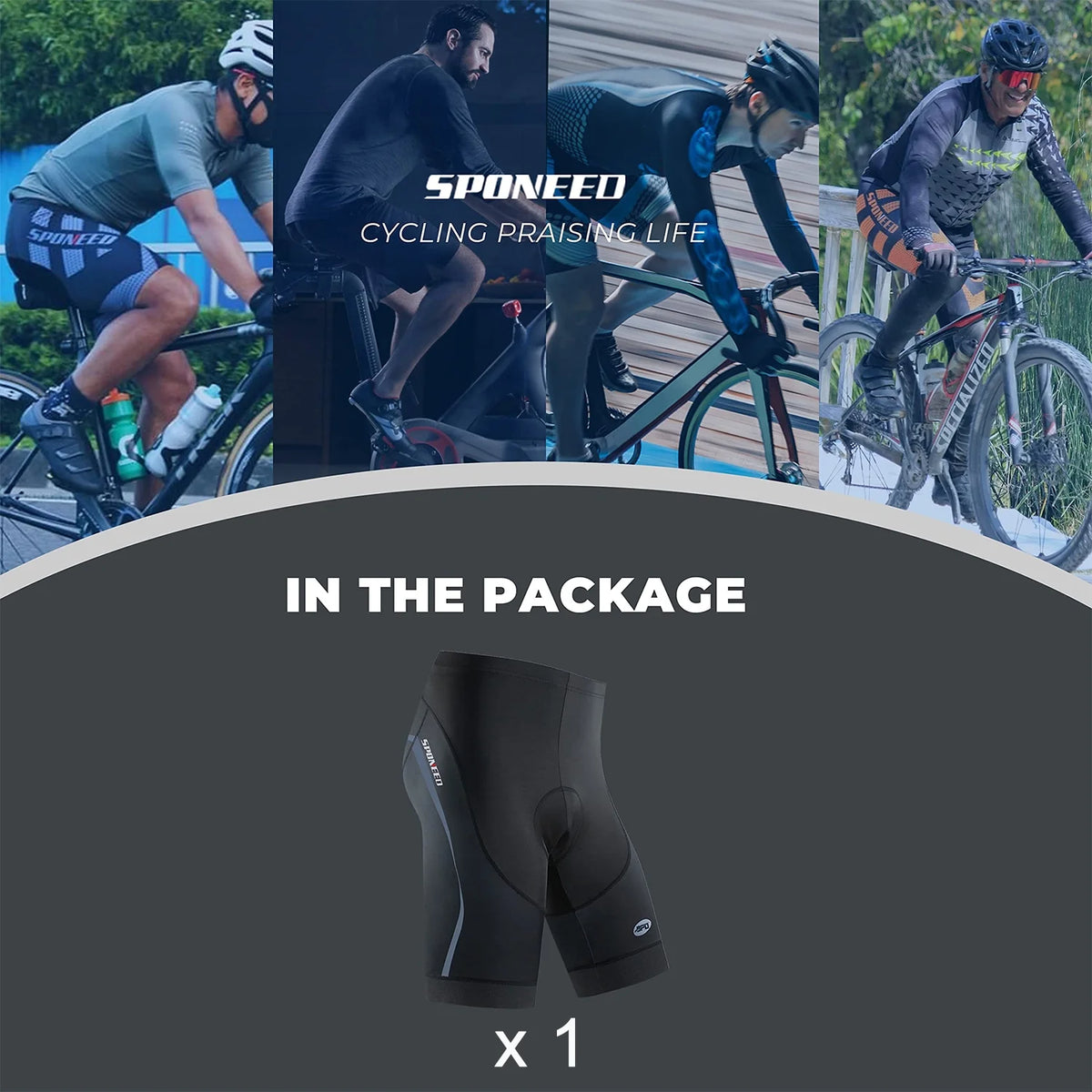 Gray Gel Padded Cycling Bike Shorts O1054