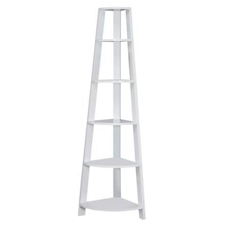 White Corner Accent Etagere Bookcase L620