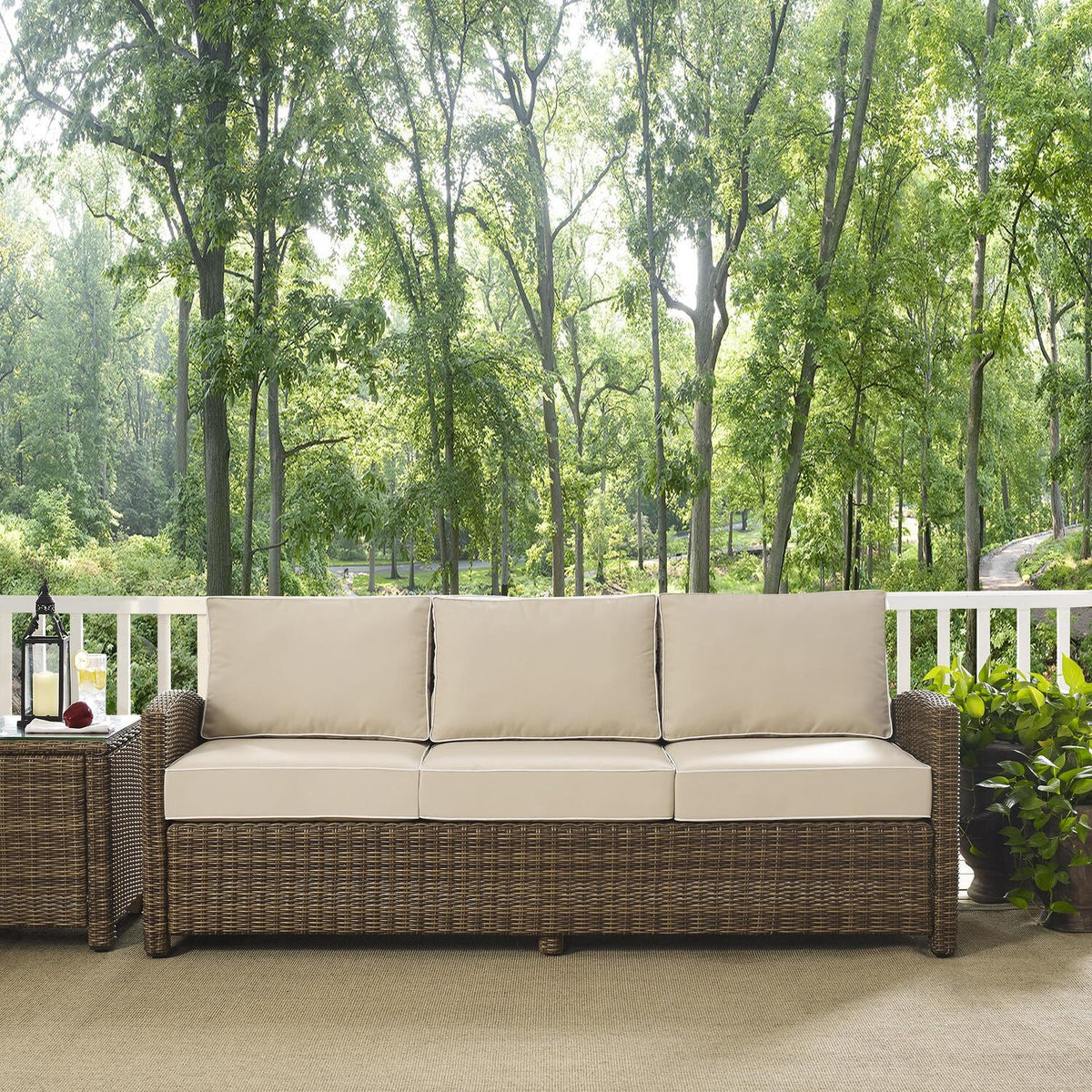 Sangria/Weathered Brown Outdoor Wicker Sofa R5289