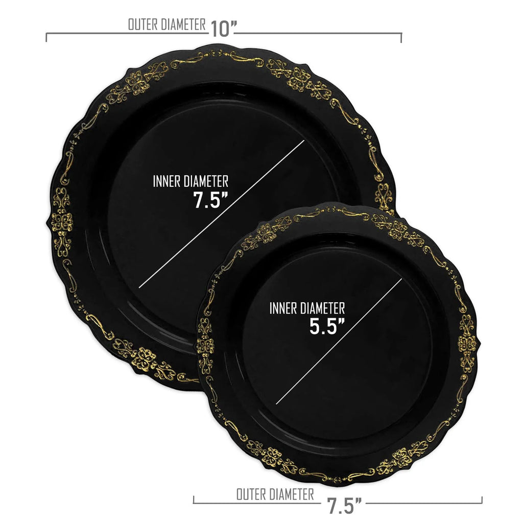 Black Gold Disposable Plastic Wedding Value Set (60 Guests) H164642