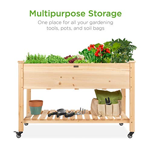 48x24x32-inch Mobile Elevated Wood Planter S488496
