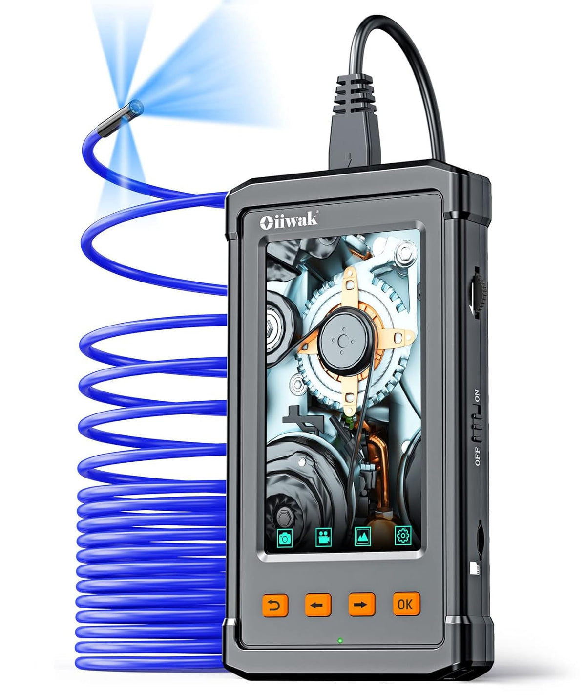 Triple Lens Industrial Endoscope Camera with 4.3'' IPS Screen 1080P HD Waterproof A3715